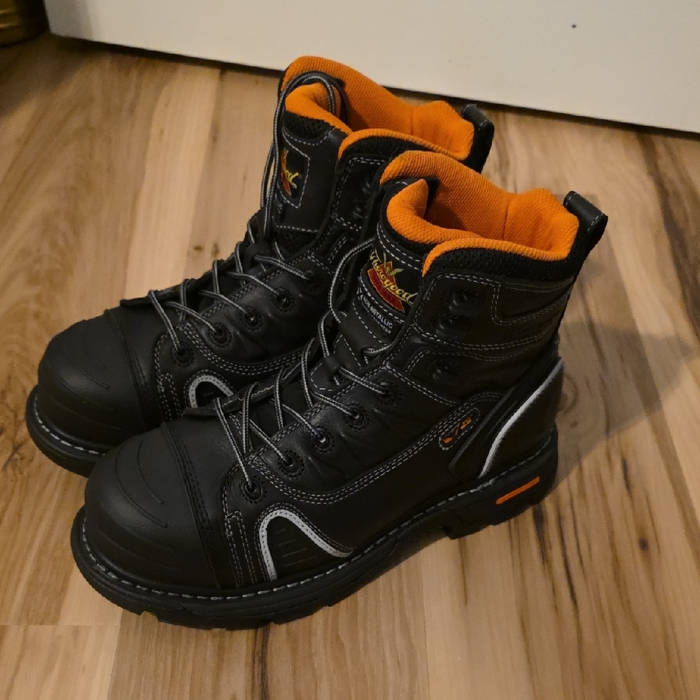 Men's Black and Orange Safety Boots